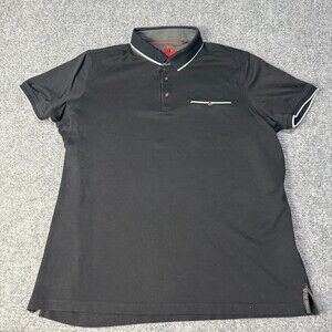 Au Noir Polo Shirt Mens 3XL Black Solid Pima Cotton Contrast Trim Pocket Casual